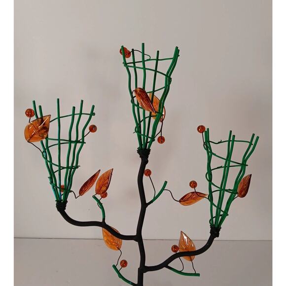 Votive Cone Cup Tree Stand Metal Branches Black Brutalist Tealight Candle Holder - Picture 2 of 12